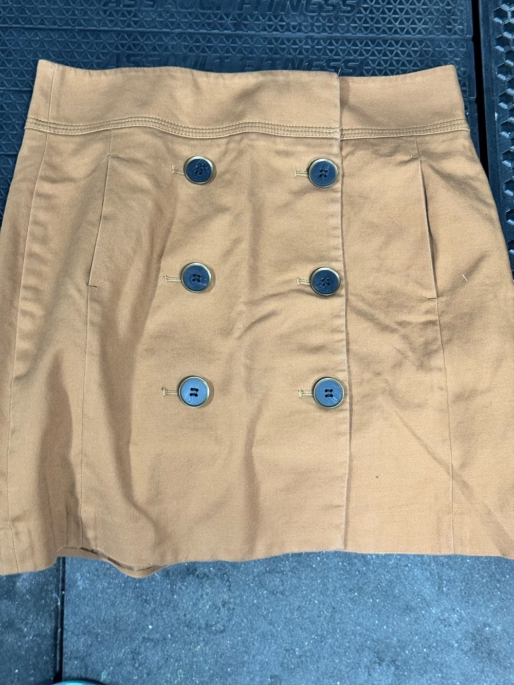 LOFT Tan Double-Button Mini Skirt